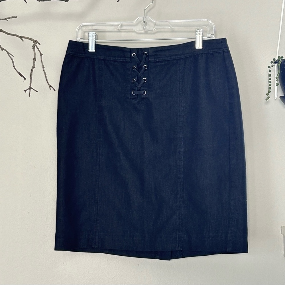 Classic Dark Wash Denim Pencil Skirt